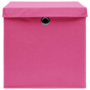 Úložné boxy s víky 10 ks 28 x 28 x 28 cm růžové - obrázek 5