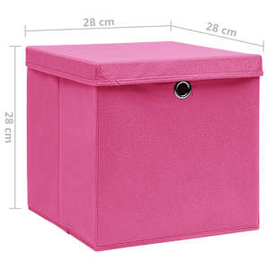 Úložné boxy s víky 10 ks 28 x 28 x 28 cm růžové - obrázek 7