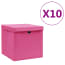  vidaXL 10 db rózsaszín fedeles tárolódoboz 28 x 28 x 28 cm termék 2. képe