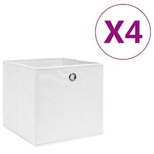 vidaXL mittekootud kangast hoiukastid 4 tk, 28 x 28 x 28 cm, valge