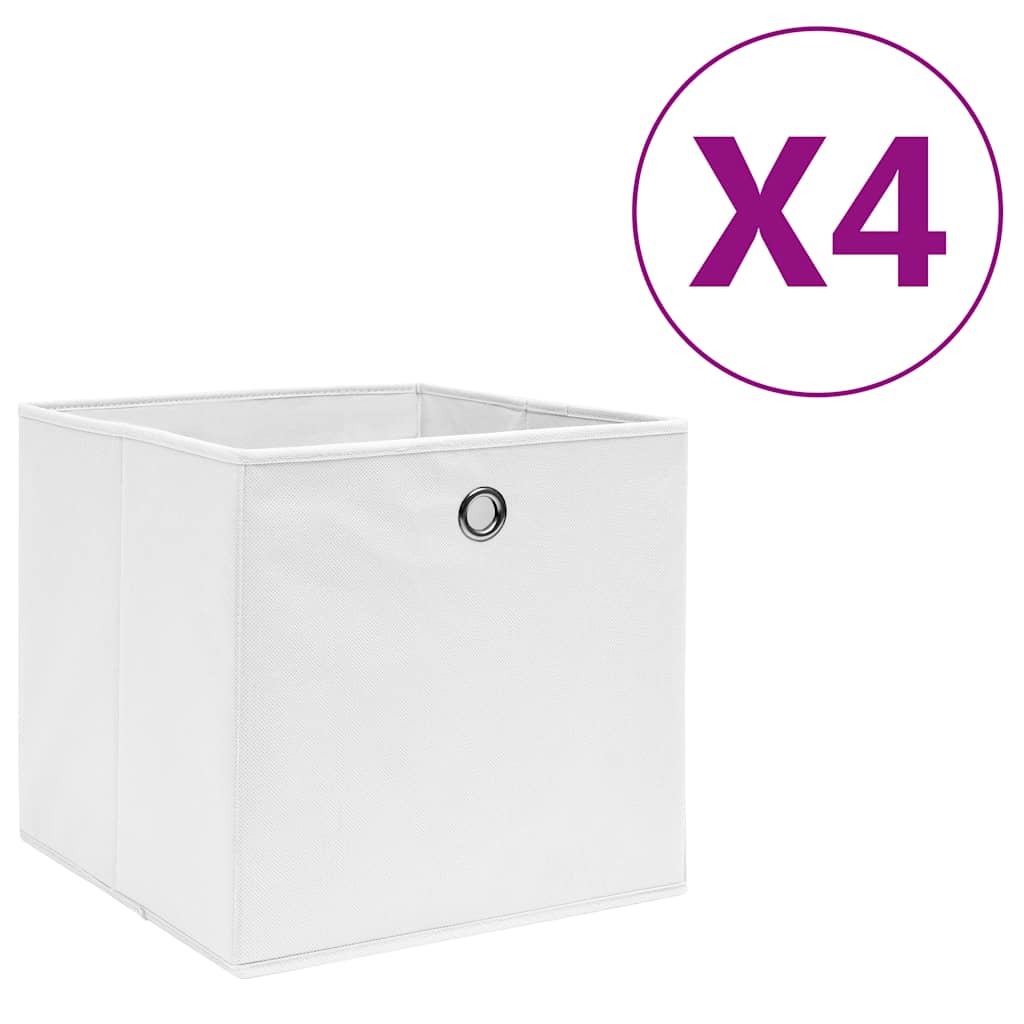vidaXL Förvaringslådor 4 st non-woven tyg 28x28x28 cm vit