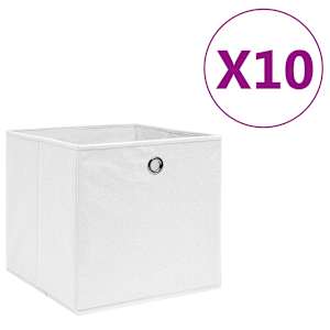 Úložné boxy 10 ks netkaná textilie 28 x 28 x 28 cm bílé - obrázek 1