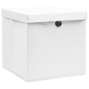 Úložné boxy s víky 10 ks 28 x 28 x 28 cm bílé - obrázek 2