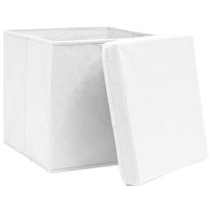 Úložné boxy s víky 10 ks 28 x 28 x 28 cm bílé - obrázek 3