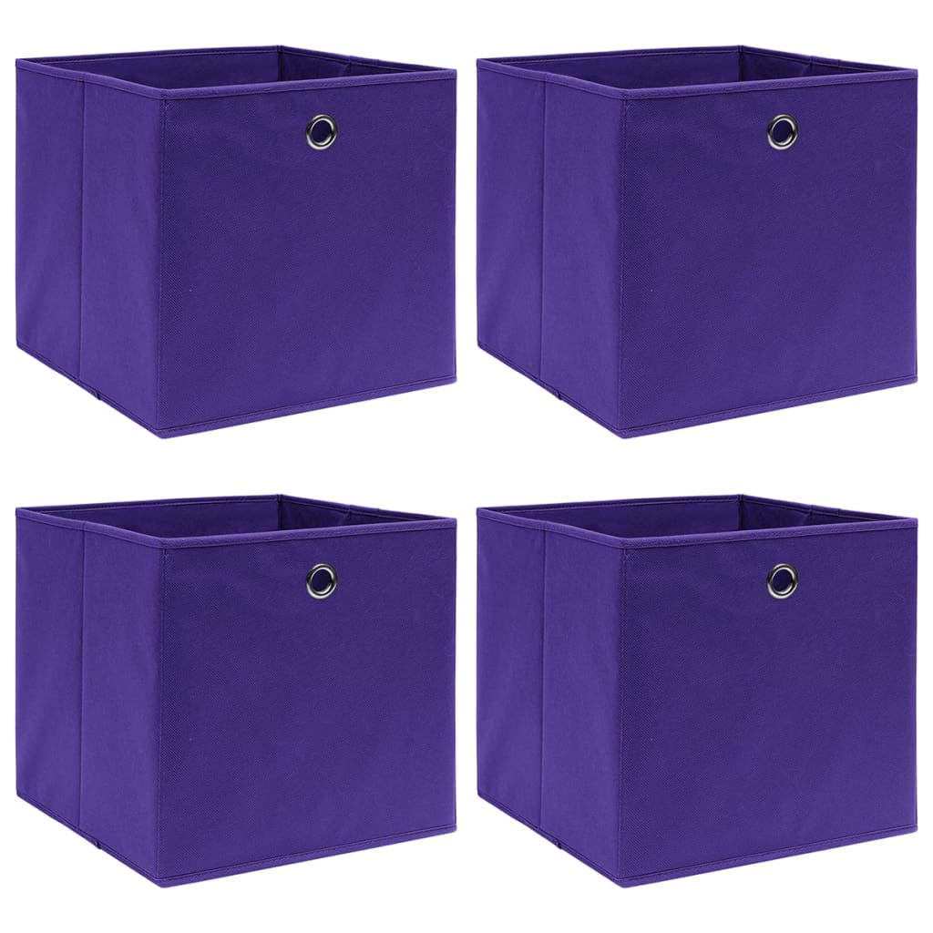 vidaXL Cutii de depozitare 4 buc. violet 28x28x28 cm, material nețesut