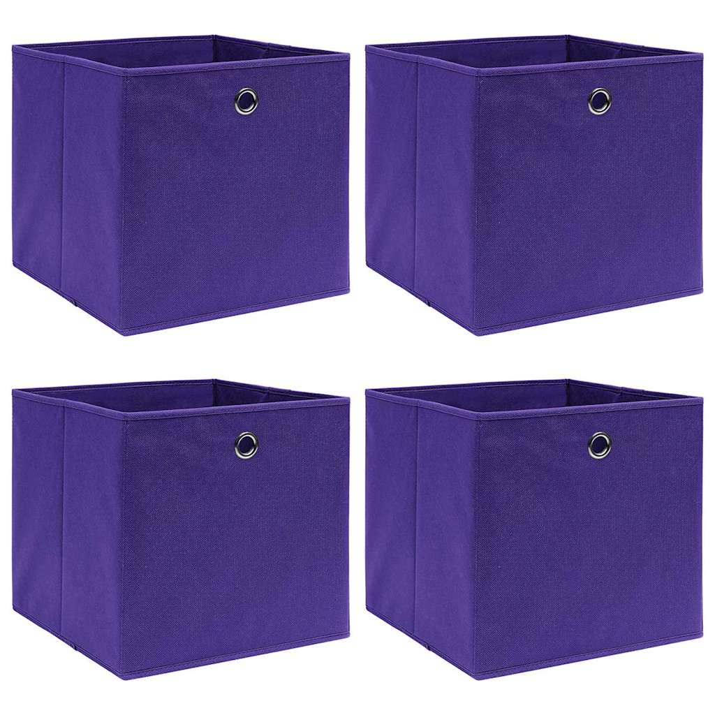 vidaXL Förvaringslådor 4 st non-woven tyg 28x28x28 cm lila