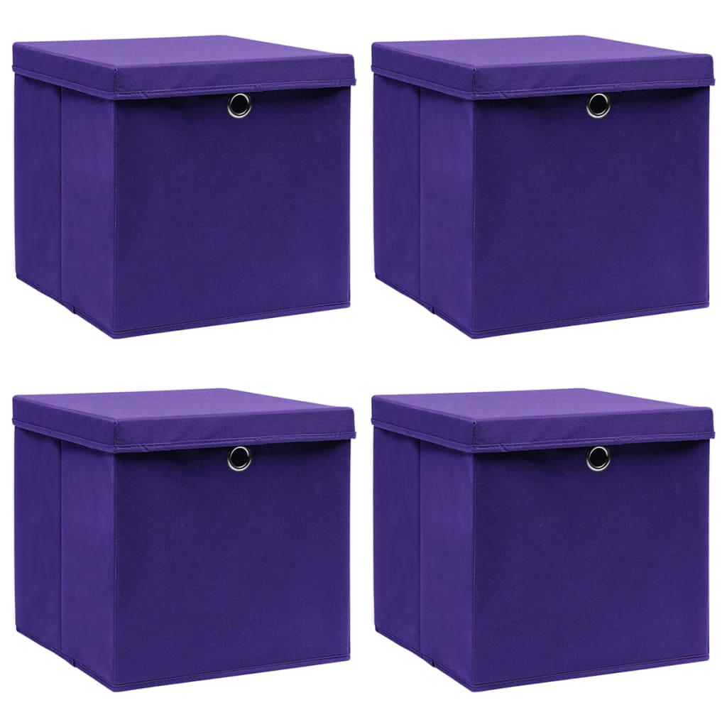 Petrashop  Úložné boxy s víky 4 ks 28 x 28 x 28 cm fialové