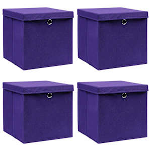 vidaXL hoiukastid kaanega 4 tk, 28 x 28 x 28 cm, lilla