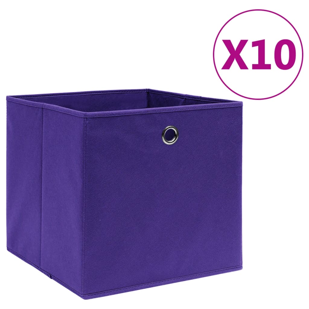 Petrashop  Úložné boxy 10 ks netkaná textilie 28 x 28 x 28 cm fialové