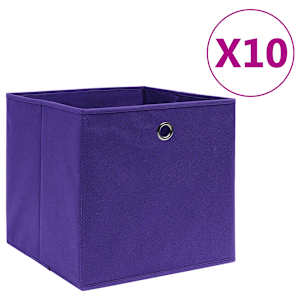 Úložné boxy 10 ks netkaná textilie 28 x 28 x 28 cm fialové - obrázek 1