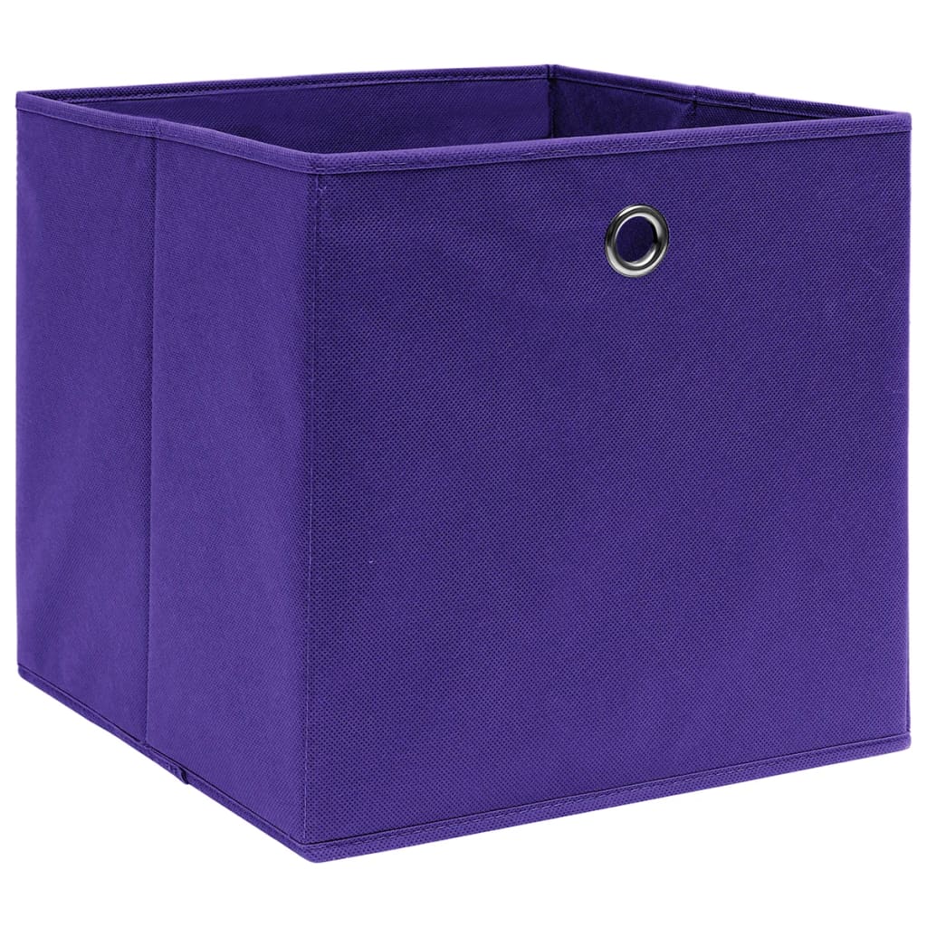 vidaXL uzglabāšanas kastes, 10 gab., 28x28x28 cm, violets audums