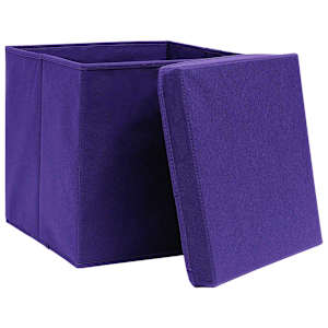 Úložné boxy s víky 10 ks 28 x 28 x 28 cm fialové - obrázek 4