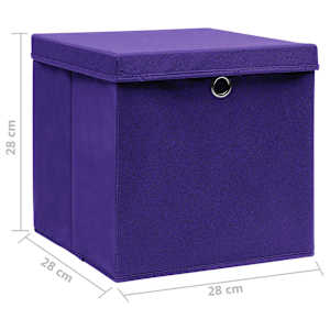 Úložné boxy s víky 10 ks 28 x 28 x 28 cm fialové - obrázek 6