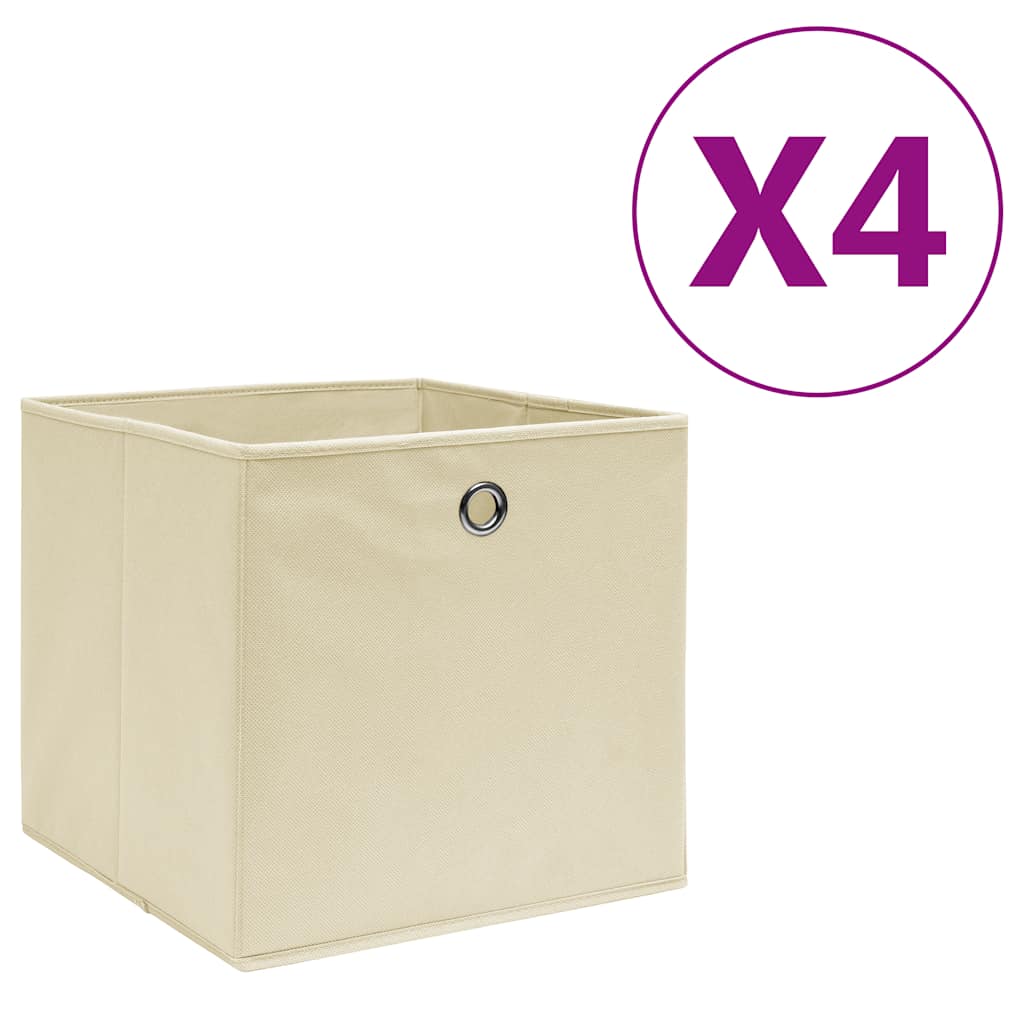 vidaXL Säilytyslaatikot 4 kpl kuitukangas 28x28x28 cm kerma