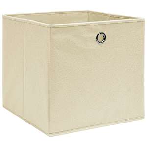 Úložné boxy 10 ks netkaná textilie 28 x 28 x 28 cm krémové - obrázek 2