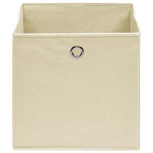 Úložné boxy 10 ks netkaná textilie 28 x 28 x 28 cm krémové - obrázek 3