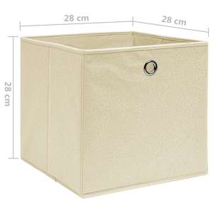 Úložné boxy 10 ks netkaná textilie 28 x 28 x 28 cm krémové - obrázek 5