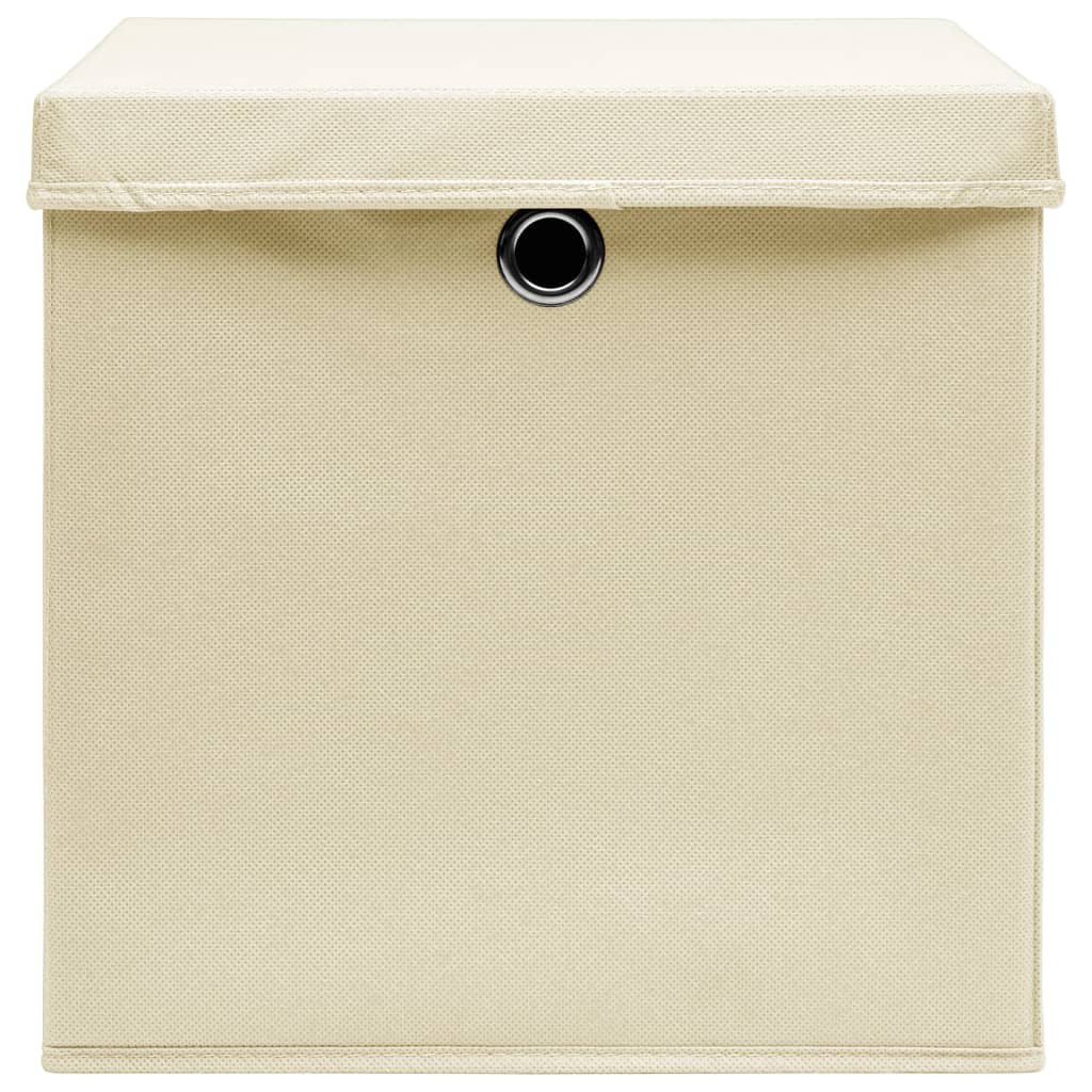 Aufbewahrungsboxen mit Deckeln 10 Stk. 28x28x28 cm Creme - Urban Lifestyle