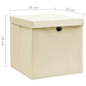 Úložné boxy s víky 10 ks 28 x 28 x 28 cm krémové - obrázek 6