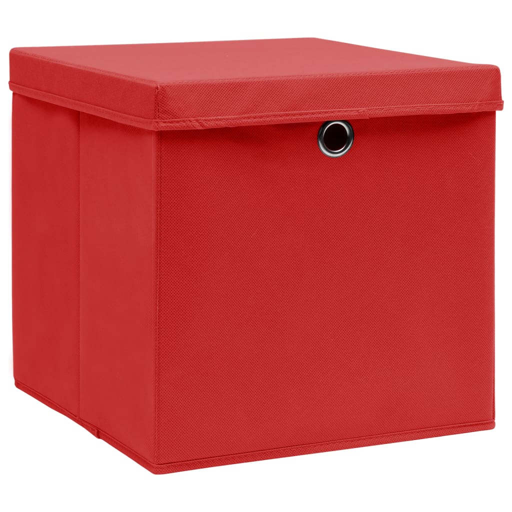 

vidaXL Opbergboxen met deksels 4 st 28x28x28 cm rood