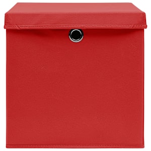 Úložné boxy s víky 10 ks 28 x 28 x 28 cm červené - obrázek 5