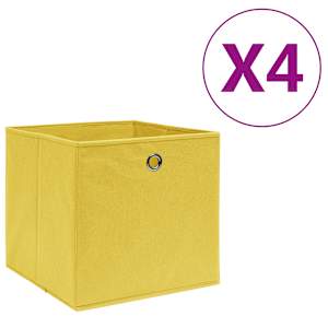 Škatle 4 kosi netkano blago 28x28x28 cm rumene