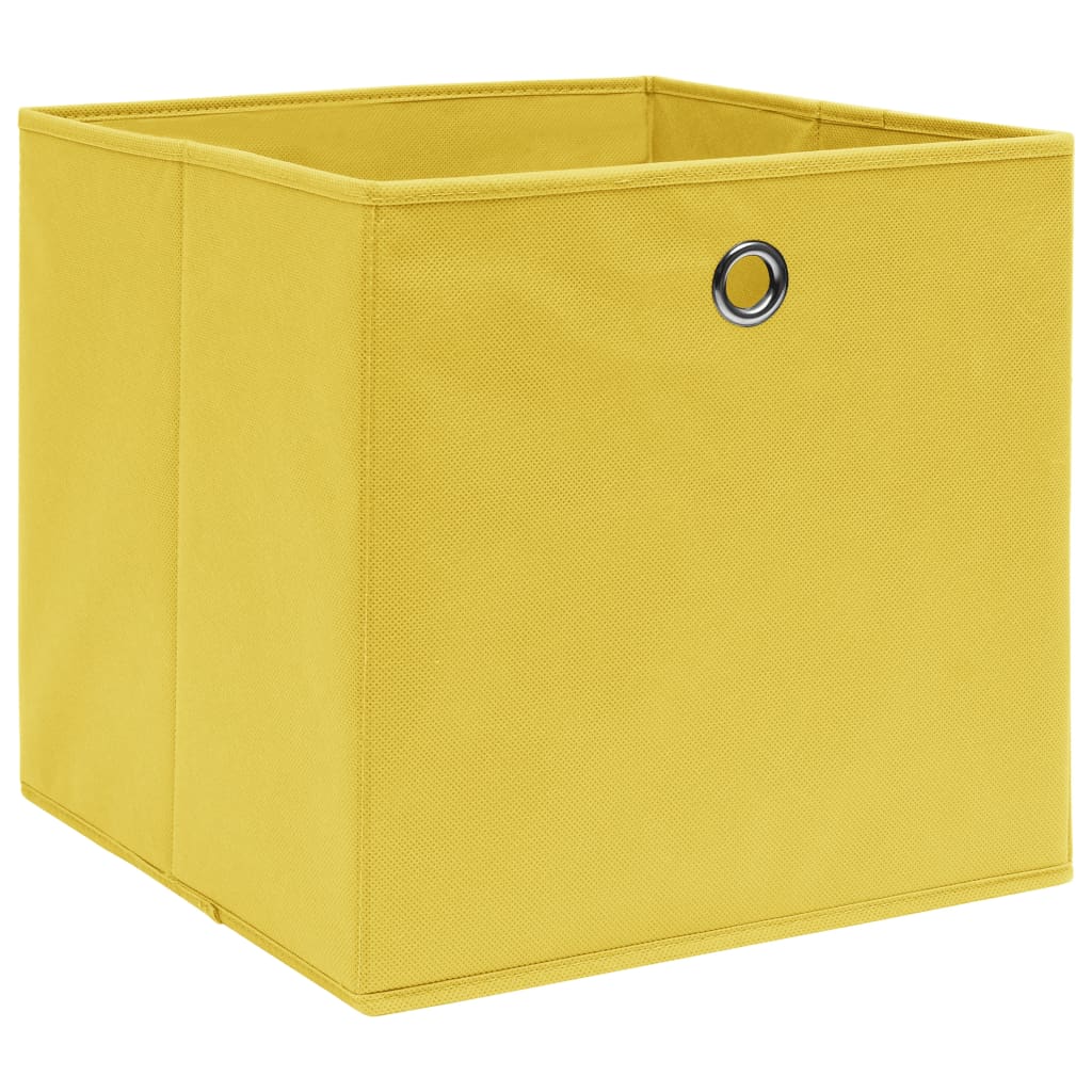 Cutii depozitare, 4 buc., galben, 28x28x28 cm, textil nețesut