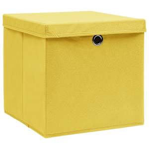Úložné boxy s víky 10 ks 28 x 28 x 28 cm žluté - obrázek 2