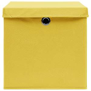 Úložné boxy s víky 10 ks 28 x 28 x 28 cm žluté - obrázek 4