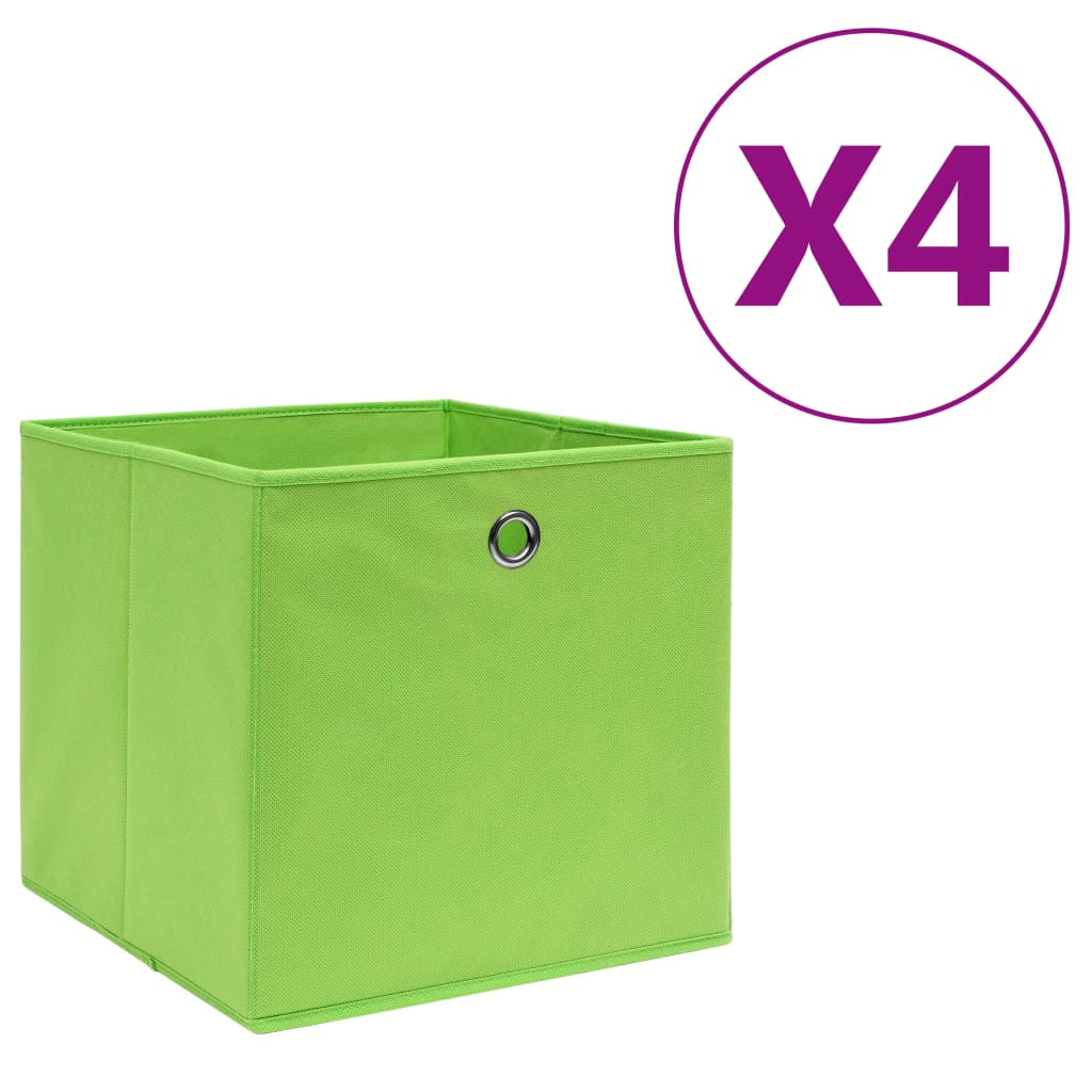 vidaXL Cutii depozitare, 4 buc., verde, 28x28x28 cm, textil nețesut vidaXL
