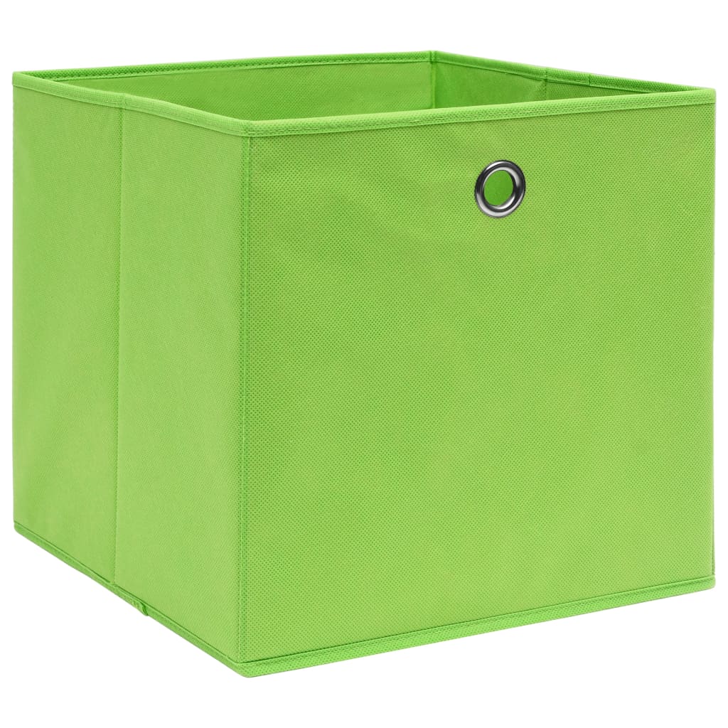 Cutii depozitare, 4 buc., verde, 28x28x28 cm, textil nețesut