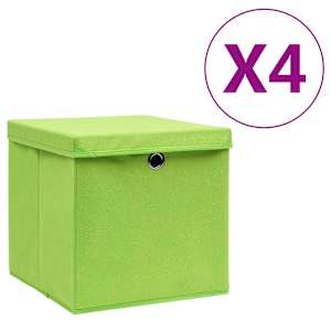 vidaXL hoiukastid kaanega 4 tk, 28 x 28 x 28 cm, roheline