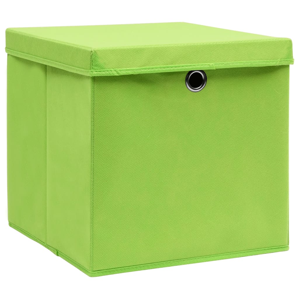 Aufbewahrungsboxen mit Deckeln 4 Stk. 28x28x28 cm Grün - Weddig Holz