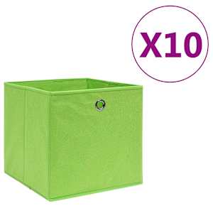 Úložné boxy 10 ks netkaná textilie 28 x 28 x 28 cm zelené - obrázek 1