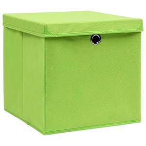 Úložné boxy s víky 10 ks 28 x 28 x 28 cm zelené - obrázek 2