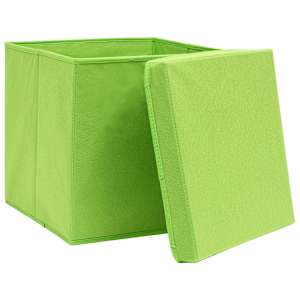 Úložné boxy s víky 10 ks 28 x 28 x 28 cm zelené - obrázek 3