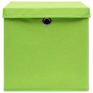 Úložné boxy s víky 10 ks 28 x 28 x 28 cm zelené - obrázek 4
