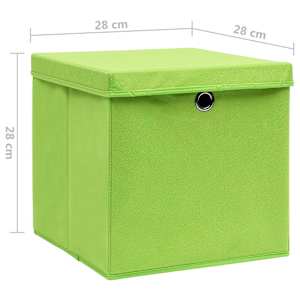Úložné boxy s víky 10 ks 28 x 28 x 28 cm zelené - obrázek 6