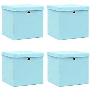 vidaXL hoiukastid kaanega 4 tk, 28 x 28 x 28 cm, helesinine