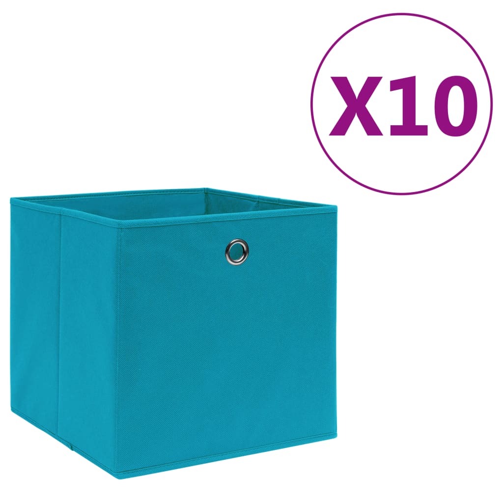 vidaXL opbevaringskasser 10 stk. ikke-vævet stof 28x28x28 cm babyblå