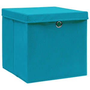 Úložné boxy s víky 10 ks 28 x 28 x 28 cm bledě modré - obrázek 2