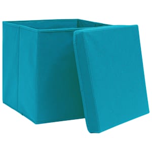 Úložné boxy s víky 10 ks 28 x 28 x 28 cm bledě modré - obrázek 3