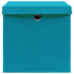 Úložné boxy s víky 10 ks 28 x 28 x 28 cm bledě modré - obrázek 4