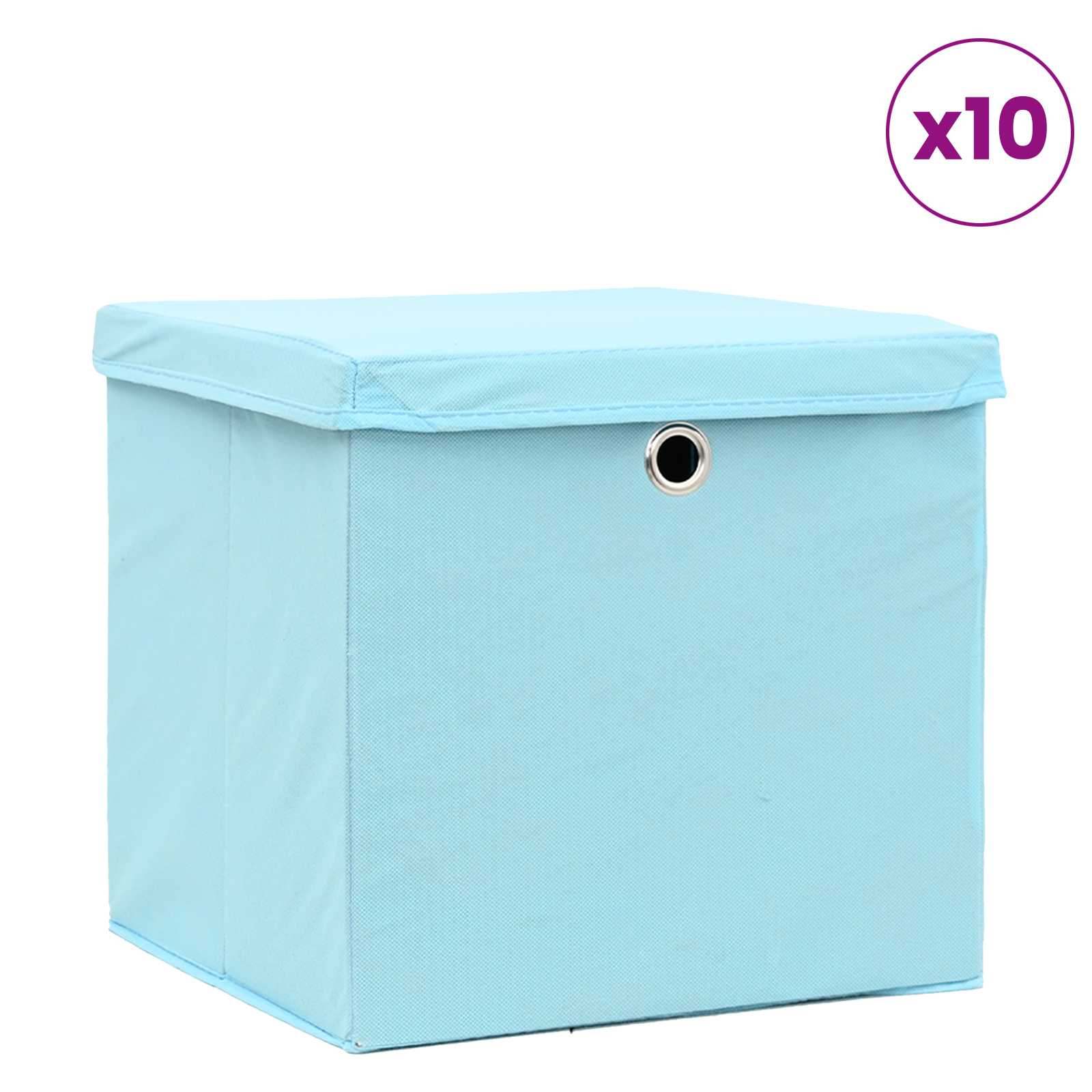 vidaXL Aufbewahrungsboxen mit Deckeln 10 Stk. 28x28x28 cm Babyblau – Bild 2
