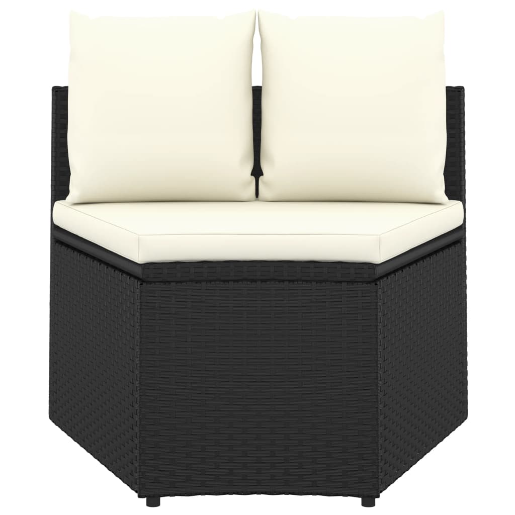 vidaXL 2-delige Loungeset met kussens poly rattan zwart afbeelding