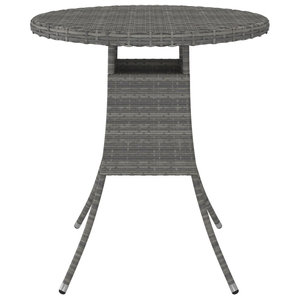 vidaXL Puutarhapöytä harmaa 70x70x73 cm polyrottinki