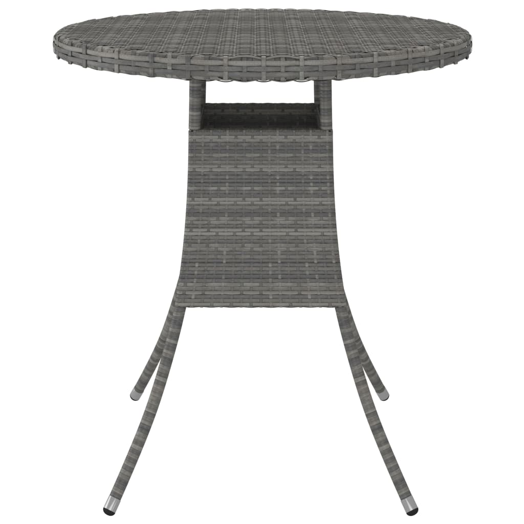 vidaXL Mesa de jardín ratán sintético gris 70x70x73 cm