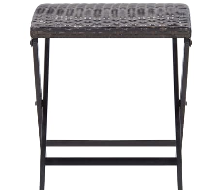 vidaXL Folding Stool Poly Rattan Brown