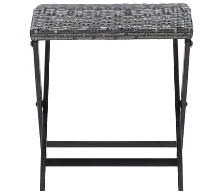 vidaXL Folding Stool Poly Rattan Gray