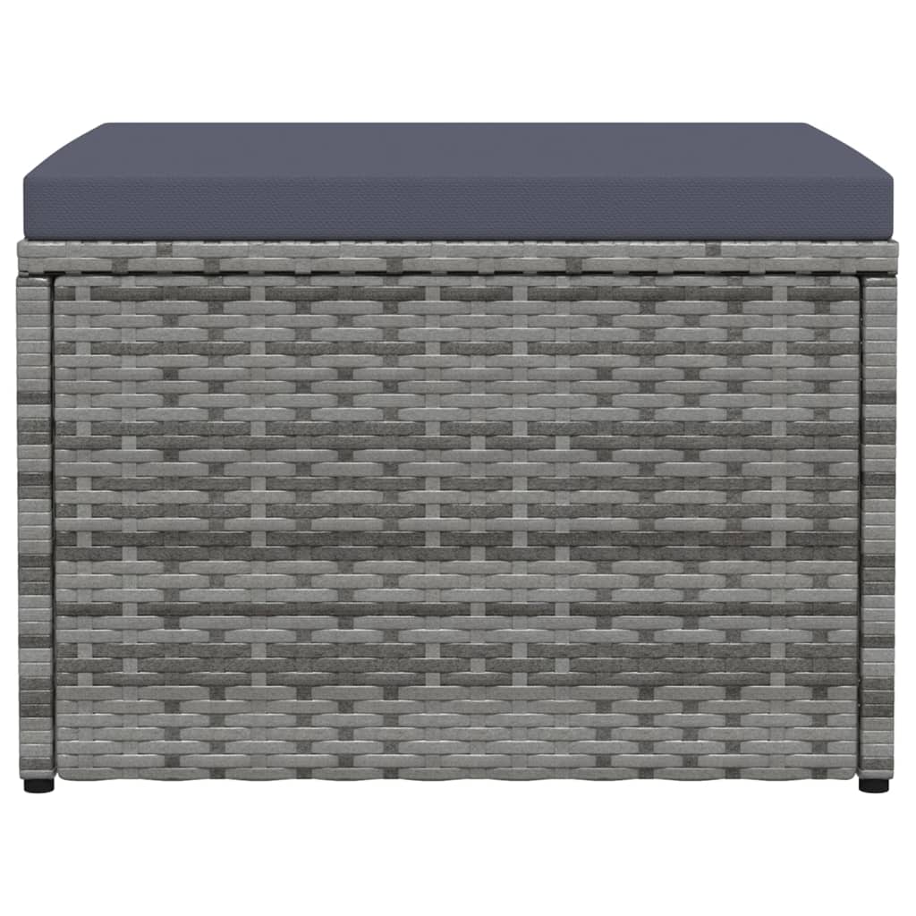 

vidaXL Tuinvoetenbank met kussen poly rattan grijs